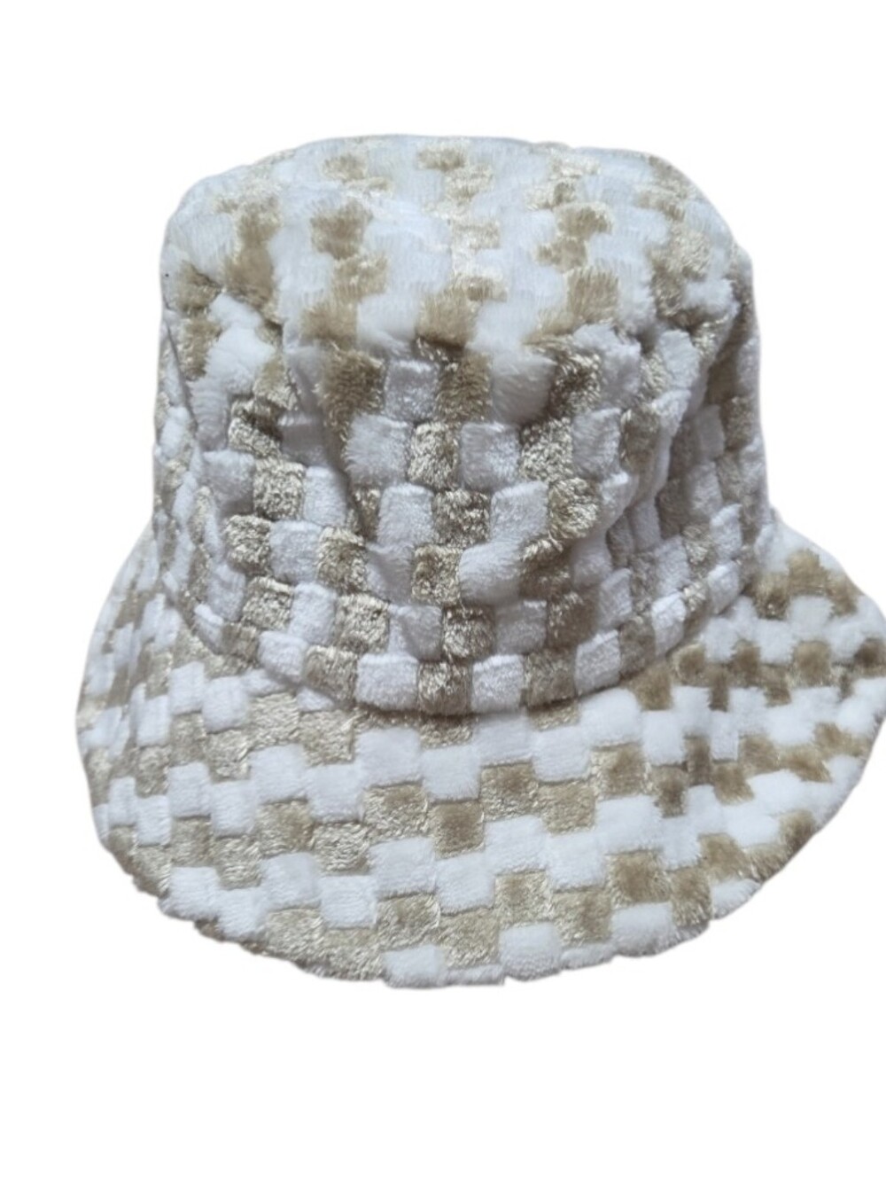 Girly New Fleece Checkerboard Bucket Hat One Size Trendy Streetwear Y2k